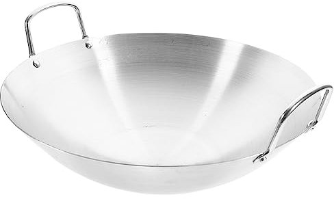 MAGICLULU Edelstahl Wok Mit Zwei Griffen 30cm Praktischer Kochwok Für Braten Von Fleisch Und Gemüse