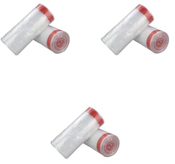 KOMUNJ Sacchetti per la spazzatura da 6 litri con nastro di fissaggio e cordino, bianco, 120 pezzi/6 rotoli