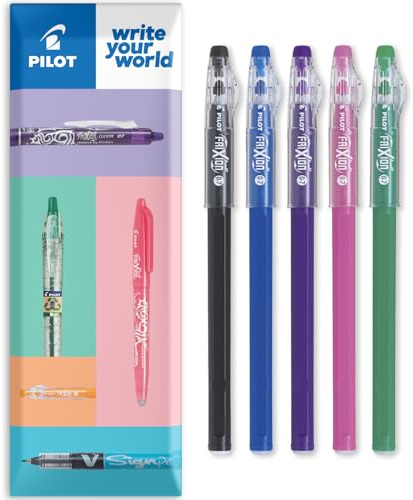 PILOT FriXion Ball Stick 07–0,7 mm Federspitze, radierbare Gelschreiber, in Kissenverpackung, 5 Stück