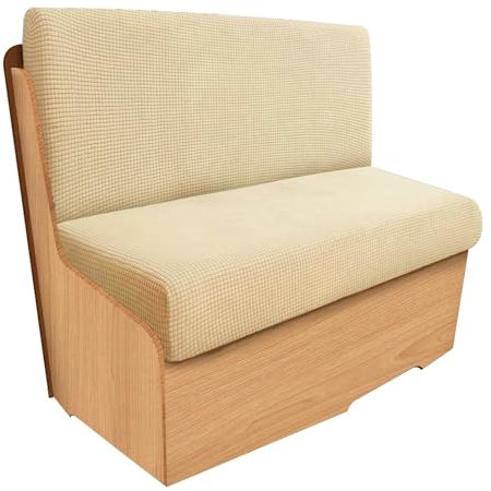 SYLC 2 Pieces RV Dinette Cushion Covers Jacquard Stretch Camper Bench Cushion Slipcovers and Backrest Cover Sofa Seat Cushion Cover for RV Car (Beige,Set of 2)