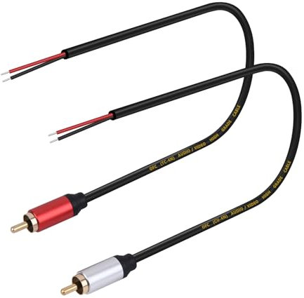 2 Packs Speaker Wire RCA Audio Entrambi i connettori jack maschio adattatore su cavo aperto pigtail audio video Lotus spina di riparazione cavo per amplificatore, ricevitore, altoparlante, ecc.