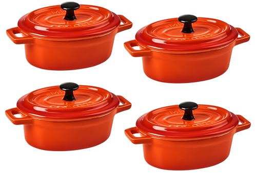 BUTLERS Mini oval ceramic casserole dish, small casserole dish with lid, oven-safe, also suitable as soufflé moulds and tapas bowl set