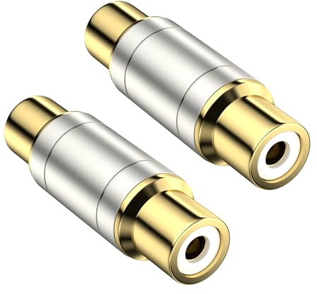 VANAUX 2-Pack Gold Plated RCA Female to Female Coupler,Barrel Connectors Adapters Extend Subwoofer RCA Cables for HDTV,Speakers, Amplifiers, Car Audio