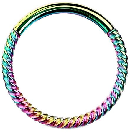 Stachelkleid Clicker Segmentring Piercing Chirurgenstahl 316l Design Ohrpiercing, Conch, Helix gedreht gewunden Regenbogen, 1,2 mm, 8 mm