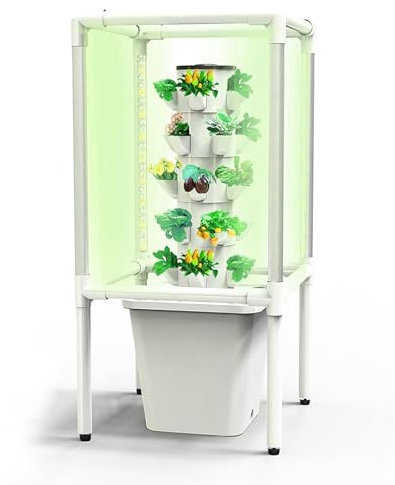CHEMYO Hydroponic Growing System - Tower Garden, Pods Indoor Herb Garden Set with Timer, Hydration Pump and Mesh Pots - Grow Herbs, Fruits and Vegetables - Easy Setup