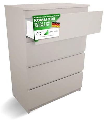 CDF Kommode Kashmir mit 4 Schubladen 97 cm Hoch Sideboard Schmale Komode | Schlafzimmerkommode für Flur Büro Schlafzimmer Wohnzimmer Schubladenschrank Regal mit Schubladen Schrank Modernes Möbelstück