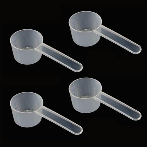 JAMAKALA 4 cucchiai dosatori, 20 g, 40 ml, cucchiai dosatori in plastica trasparente, paletta per polvere, paletta per proteine, utensili da cucina, per caffè in polvere