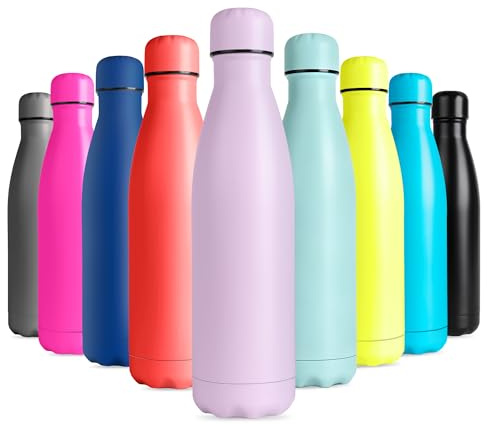 Dc Casa Borraccia Termica 500 ml – Bottiglia Isotermica in Acciaio Inox – Design Colorato e Resistente – Mantiene Caldo e Freddo – Viaggio, Ufficio, Sport, Scuola, Tempo Libero (Viola pastello)