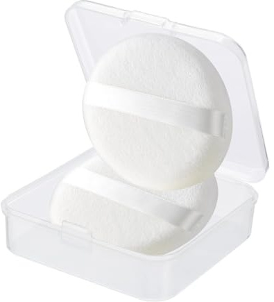 2pcs große Puderquaste, 4,13 Zoll Jumbo reine Baumwolle Puderquaste mit Fall, Runde flauschige Velours Puderquaste Ultra weiche Velours Körper Puderquaste für lose Körper Puder kosmetische Stiftung Sc