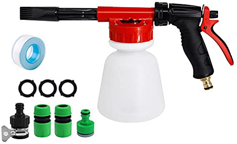Yinhing Autowasch-Schaumspray Hochdruckreiniger, Universal-Anschluss-Schaumspray, Autowasch Sprühgerät Set mit Einstellrad und Abnehmbarem 1-Liter-Sprühtopf für Auto Waschen GartenbewäSserung