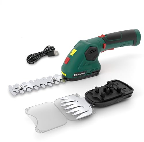 TurboVolt Akku-Heckenschere 8,0 V 2000 mA/h 2 Verschiedene Klingen Schnittbreite 9,5 cm Schnittlänge 14,5 cm mit Akku und Ladegerät