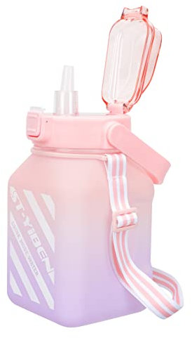 Cabilock Bouteille d'eau 64 Oz Paille Bouteille en Antidérapante Design Kawaii pour Salle de Sport Activités Extérieures