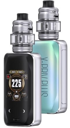 S-mok X-Priv Plus Kit 225 W (Verde minerale) 5,5 ML Atomizzatore TF-D SubTank Bobina D Coil 0,15Ω/0,23Ω Schermo Touchable Doppia Batterie 18650 [Batterie non Incluse] Originale - No Nicotine