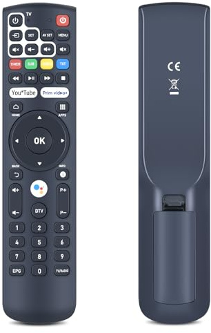TCNOUMT Telecomando di ricambio adatto per Tele System Rcp Decoder Digitale Terrestre Android TV, compatibile con TELESystem UP t2 4K DVB-T2 SRT82