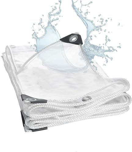 Wasserdichte transparente PVC-Plane mit Ösen und Seil für Outdoor, Camping, Pflanzen, Gewächshäuser, Gärten und Balkone, Haus, Garten, Outdoor, Abdeckfolie