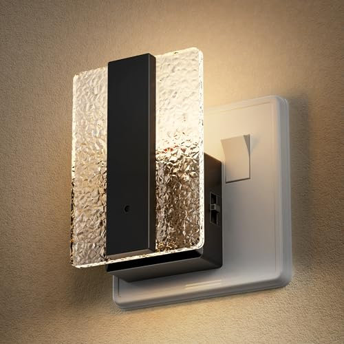 Briignite Plug in Night Light with Dusk to Dawn Photocell Sensor, Night Light Plug in Wall Backlight, 0-100LM Dimmable, Warm White 3000K, for Hallway, Stairs, Bedroom, Toilet, Kitchen, 1 Pack