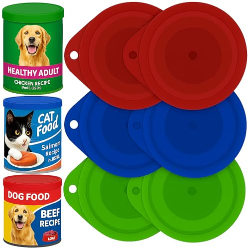 Pack Of 6 Can Lids for Tins|Tin Can Covers for Dog Food | Reusable Food Tin Lids Multicolor (Green, Blue, Red) | Plastic Can Caps | Versatile Tin Covers | Durable Can Tops