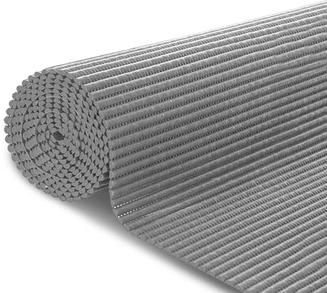 MERCURY TEXTIL- Alfombrilla Antideslizante de Goma Eva Protección de Cajones, Estantes Anchura de 65cm, Alfombrilla Impermeable para Baño, Tapete, Fregadero y Cocina (500x65cm, Gris)