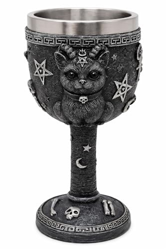 Verre à boire en forme de chat noir – Calice gothique avec doublure en acier inoxydable – 20 cm de haut, collectionneurs et cadeaux