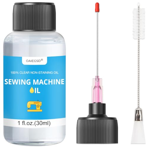 OAIEGSD 30ml Light Sewing Machine Oil and Cleaning Kit w/Applicator & Brush | Clear & Odorless,Prevent Rust & Noise,Fabric & Plastic Safe,Low-Viscosity,Home & Industrial Mineral for Sewing Machines