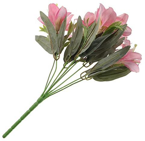 HIAKDOFT Bouquet Di Gigli Artificiali Realistici Composizione Decorativa Per Casa e Ufficio Facile Da Pulire e Conservare Fiori Per Decorazioni Di Interni Di Teste Di Colorazione Sahariana