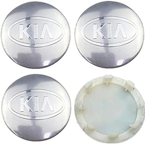 GuoQingSu 4Pcs Coche Rueda Centrales Tapas para KIA K3 K5,Tapacubos Aluminio Buje Badge Emblema Auto Llantas Centro Decorativa Cubierta Accesorios,Silver-A