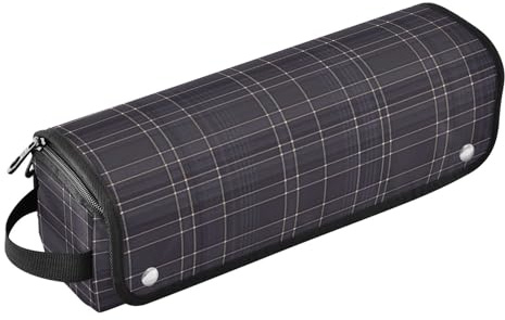 Dark Buffalo Plaid Check Hair Tools Travel Bag with Iron Mat Curling Iron Travel Holder Storage Bag for Flat Irons, Straighteners, Curling Irons Travel Essentials for Women