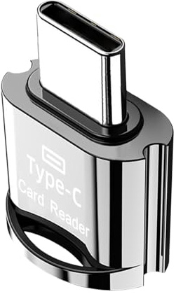 Card Reader, Memory Adapter, USB Type-C, High-Speed Data Transfer, Compact Metal Build, Ideal for Travel, Laptop, Storage Use, 0.74x0.51x0.31 Inches, Black, Silver Color, 1 Piece