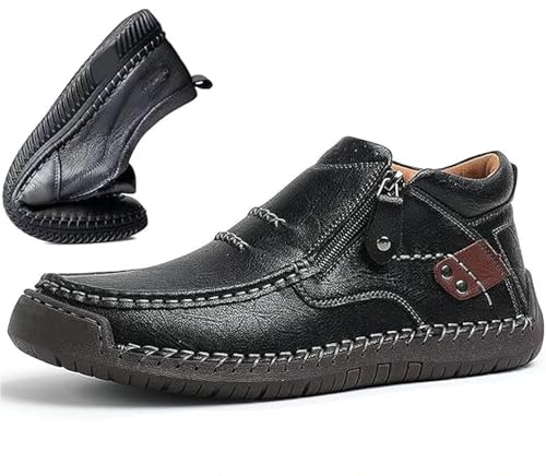 Générique Bottes de Conduite pour Homme, Bottes de Conduite à Enfiler en Cuir de qualité supérieure Faites à la Main pour Hommes, idéales pour Les Voyages et Les activités de Plein air (Black,41)