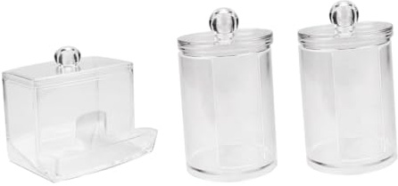NULYLU 3 pièces Boîte de Rangement Transparente pour Coton Tige de Conteneur Élégant pour Boules de Coton et Accessoires de Beauté pour Salle de Bain et Coiffeuse