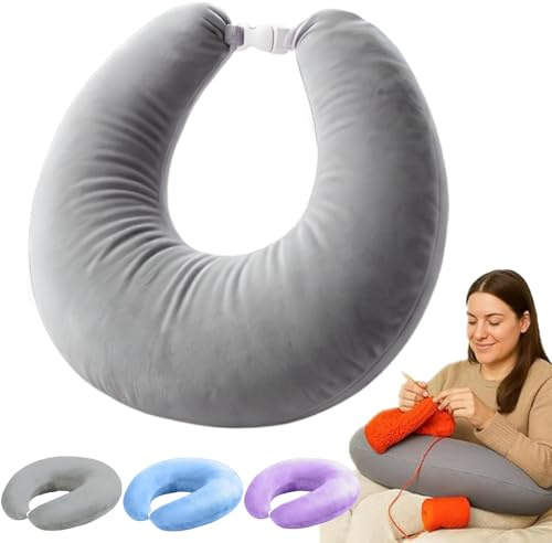 Vgpbphj Coussin Tricot, Coussin pour Tricoter ou Crocheter, Coussins Ergonomique - L’allié Confort de Vos Moments Créatifs, Coussins de Lecture pour Lit ou Canapé (Gris)