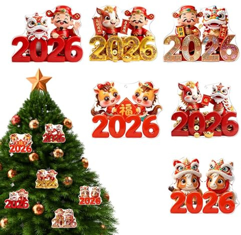 Årets Häst Hängeprydnad 6 Stycken 2D Akryl Juldekoration