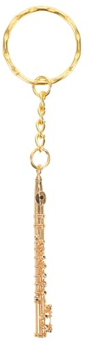 Garneck Porte-Clés Flûte Miniature en Métal Doré Breloque Musicale Rétro Pendentif Paquet à Dos et Paquet à Main Accessoire Vintage pour Amateurs de Musique Décoration Instrument de