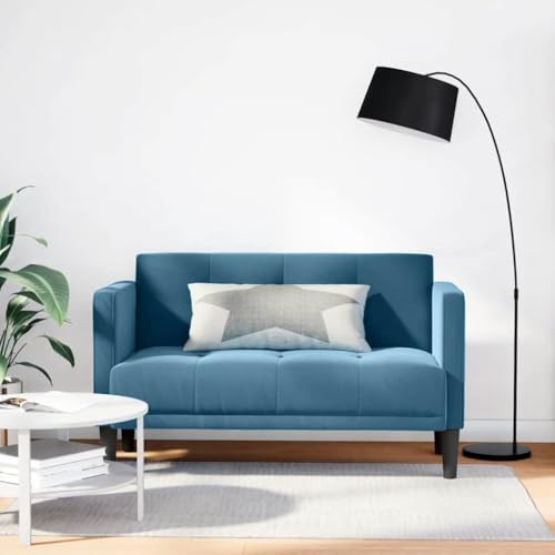 Mandloder Zweisitzer Sofa, Modern, Blau, 111 cm Sitzbreite, Samtstoff, Robustes Sperrholzgestell, Hoher Komfort für Wohnzimmer, Max. 220 kg