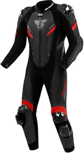 SHIMA Hyper RS Combinaison de moto en cuir une pièce perforée, noir/rouge, 54