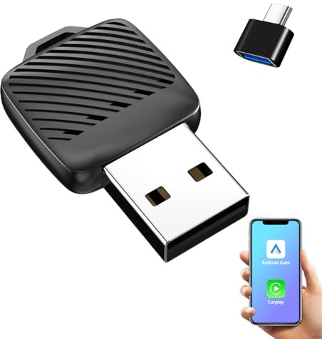 Sunweyer neuester Adaptador Inalámbrico CarPlay & Android Auto 2 IN 1 Dongle,Auto-Conexión,Puerto USB-A, unterstützt Online-Updates, Kabel zu Wireless Adapter (Mini S30) | Convierte CarPlay con cable y Android Auto a inalámbrico. Super Mini, discreto. Plug & Play, conexión automática