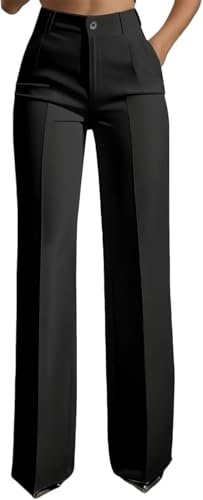 2026 - Pantalones de traje de cintura alta para mujer, de pierna recta, pantalones de vestir de primavera de cintura alta para negocios, casual, trabajo, pantalones de vestir