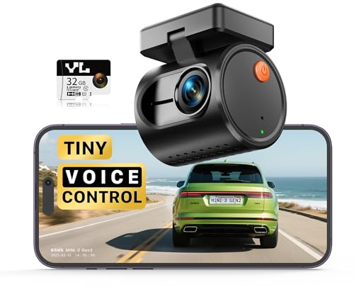KAWA Cámara para Coche Mini 2K con Control por Voz y WiFi