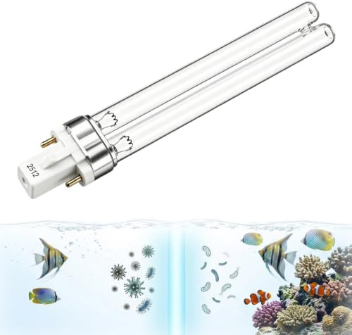 Jiyeo Lampadina UV 11W di ricambio G23 a 2 pin, lampada UVC compatta per filtro e chiarificatore di bacino, elimina alghe e batteri per acquario e stagno