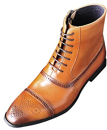 Botines clásicos para hombre, con cordones, de piel sintética, con cremallera lateral, estilo vintage, elegante, casual, para uso diario, Amarillo, 38 2/3 EU
