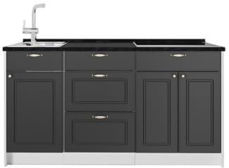 Vicco Köksblock Fame-Line, Herrgård i antracitguld, 150 cm, AP Antracit, för individuell expansion med kompatibla moduler