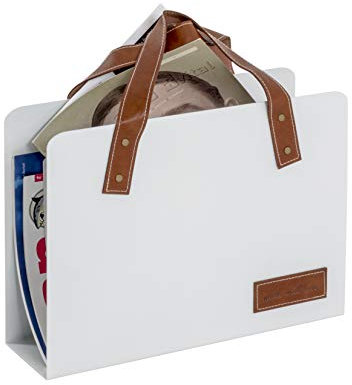HAKU Möbel Porte revues Marron, Blanc, Tissu synthétique Aspect Cuir, métal - Dim.: L 35 cm x H 38 cm x P 10 cm, Style: Modern