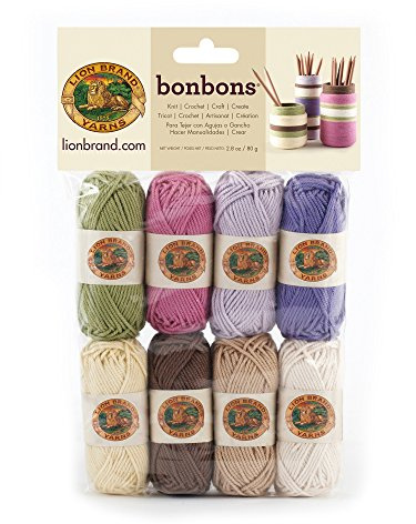 Lion Brand Yarn Company Bonbons - Gomitoli, 100% Cotone, Multicolore, 8 Mini gomitoli di Filato