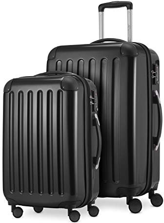 HAUPTSTADTKOFFER® · 2er Hartschalen Kofferset · Handgepäck 45 Liter + Koffer 87 Liter · TSA (Schwarz)