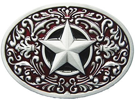 eeddoo® Gürtelschnalle - Stern verziert (Buckle für Wechselgürtel für Damen und Herren | Belt Frauen Männer Oldschool Rockabilly Metall Gothic Wave Rock Biker Western Trucker Casino Skull)