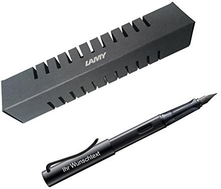 Lamy Füllhalter AL-star Modell 071, Feder LH (für Linkshänder), inkl. Laser-Gravur, Farbe schwarz (black)