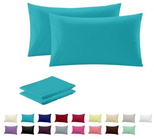 Rohi Luxury Teal Pillowcases 2 Pack | Ultra-Soft Polycotton Pillow Covers with Envelope Closure | Breathable, Anti-Allergy, Fade & Wrinkle Resistant Pillow Case Standard UK Size 50x75cm (Teal)