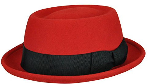 Bailey of Hollywood Darron Porkpie Hut Wollhut Wollfilzhut Filzhut Fedora Hüte (M (56-57 cm) - rot)