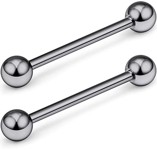 SCERRING Grade 23 Titanium Externally Threaded Nipple Bar Barbell Rings Piercing Retainer 14G 9/16Inch Sold as a Pair