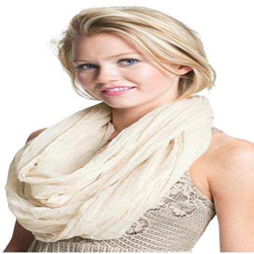 Cream Mobius Infinity Scarf Snood Cowl Tube Round Moebius Shawl CJ Apparel NEW(Size: One Size)